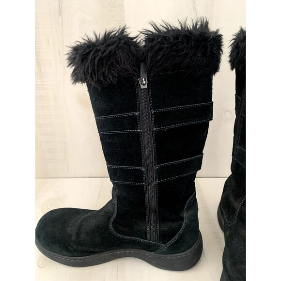 L.L. Bean Womens Black Snow Boots Nordic Insulated Size 9.5 Suede Zip Waterproof - Picture 4 of 11